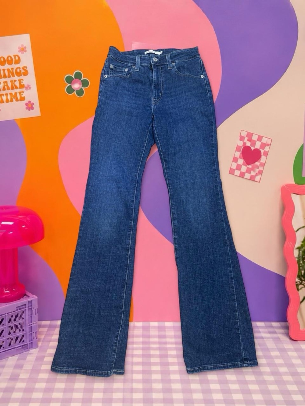 Levi’s 725 High Rise Bootcut Jeans Women’s Size 26 Medium Wash Stretch Denim